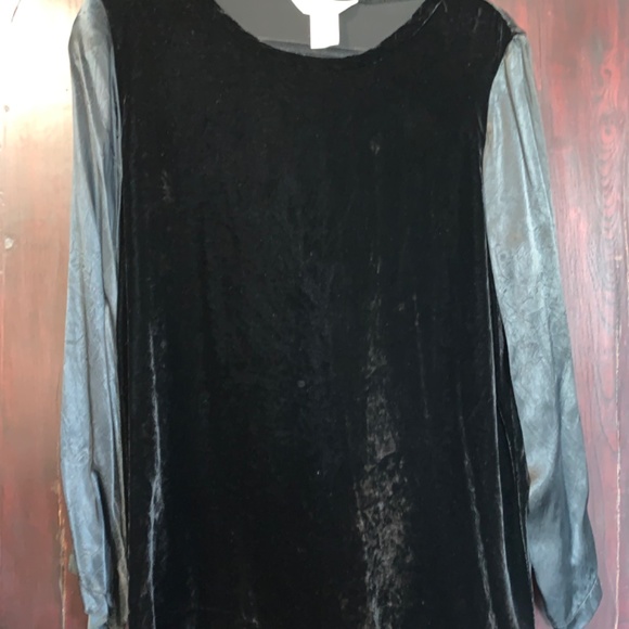 Vintage Comme des Garcons silk-blend velvet tunic with contrasting sleeves, L. - Picture 3 of 16